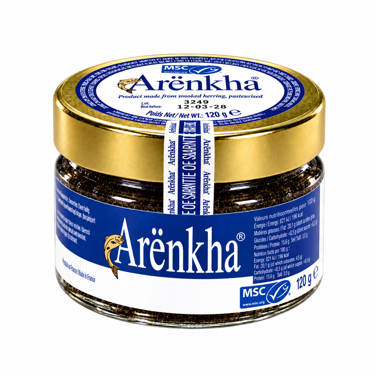 Arënkha Smoked Herring Pearls (120g) — product packaging