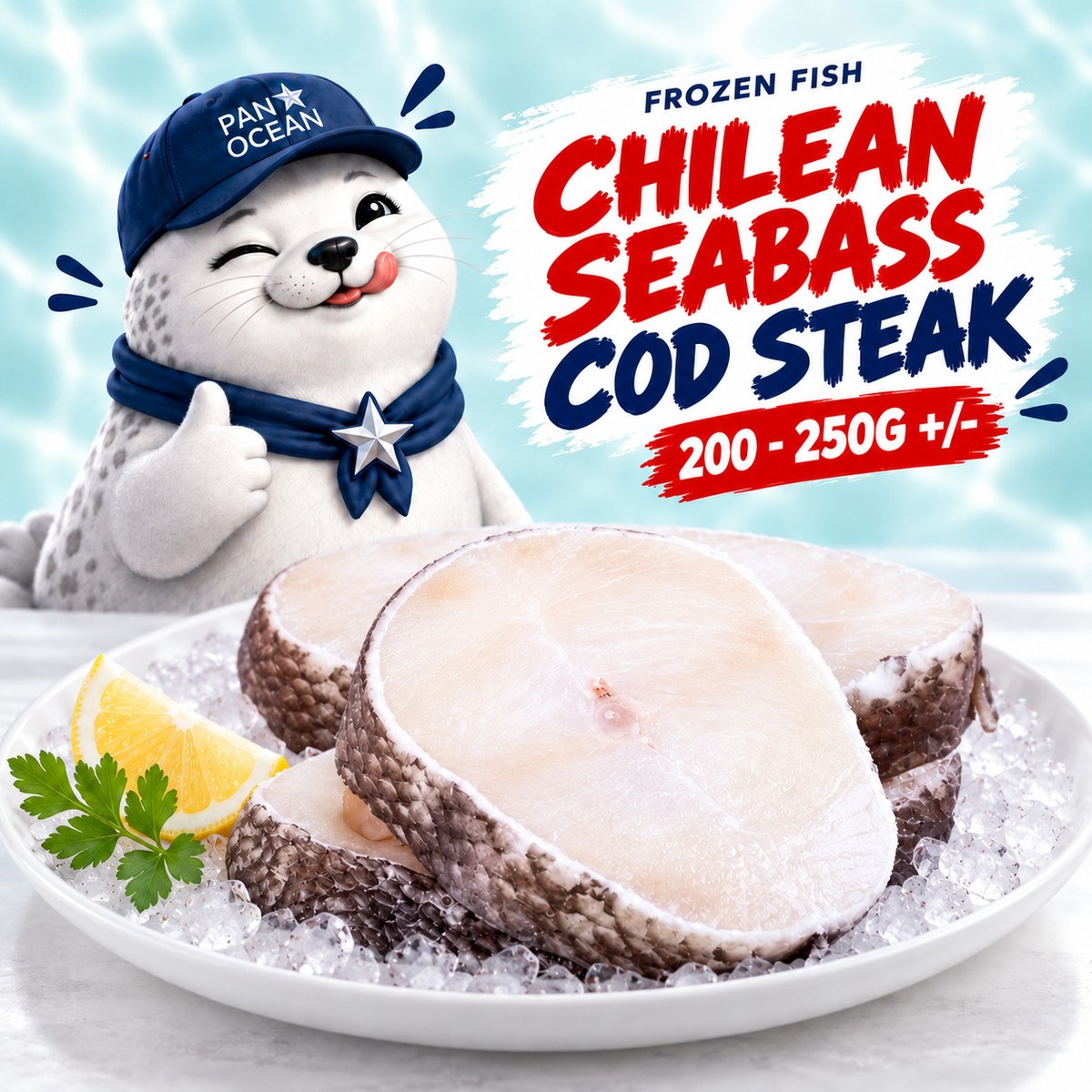 Frozen Chilean Seabass Cod Steak (200g - 250g +/-) — Pano aqua product listing