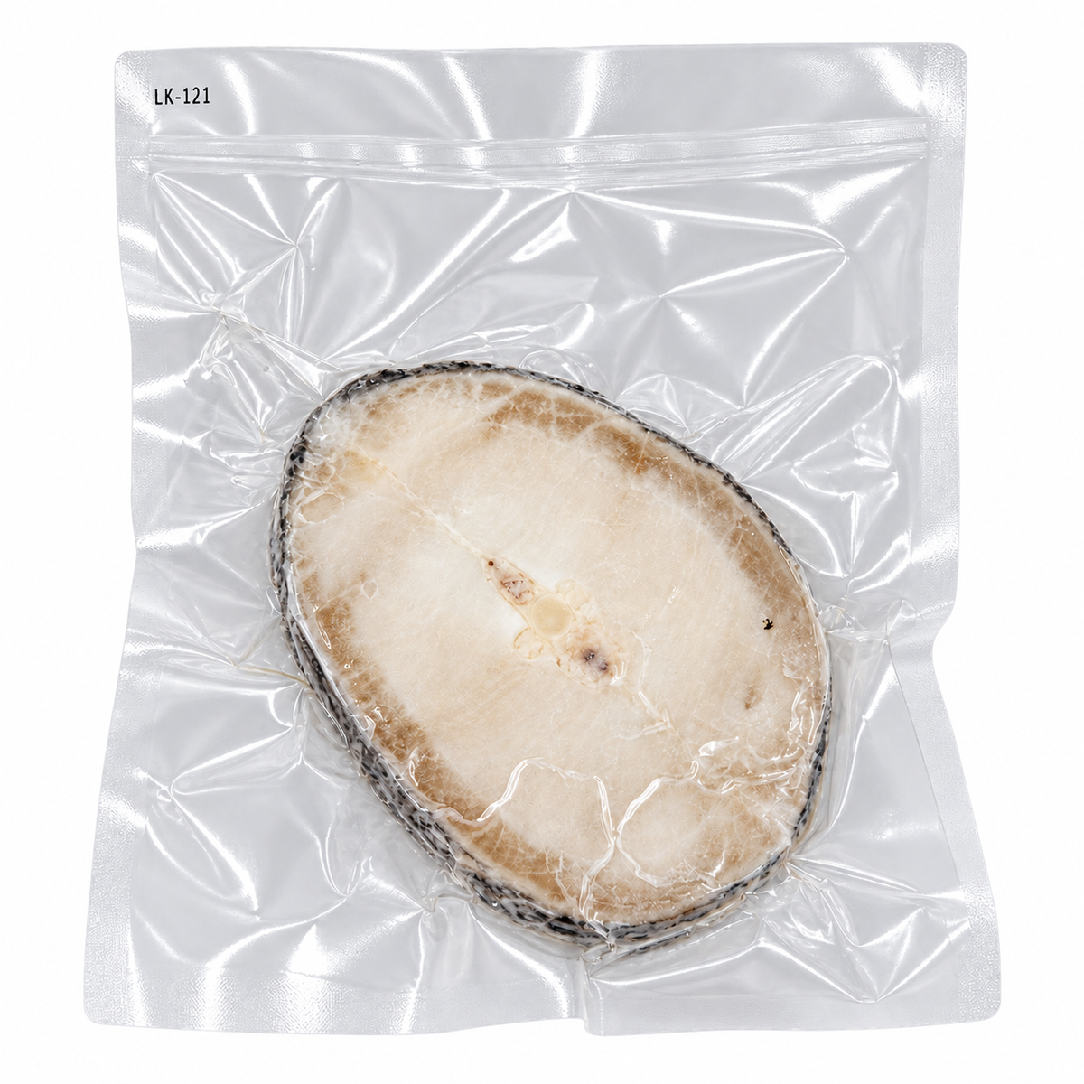 Frozen Chilean Seabass Cod Steak (200g - 250g +/-) — product packaging on white