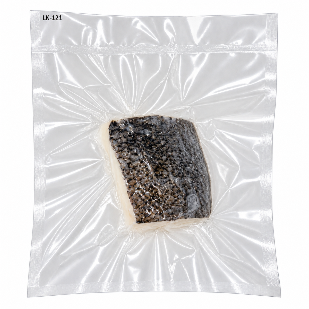 Frozen Chilean Seabass Cod Portion (140g - 170g +/-) — product packaging on white