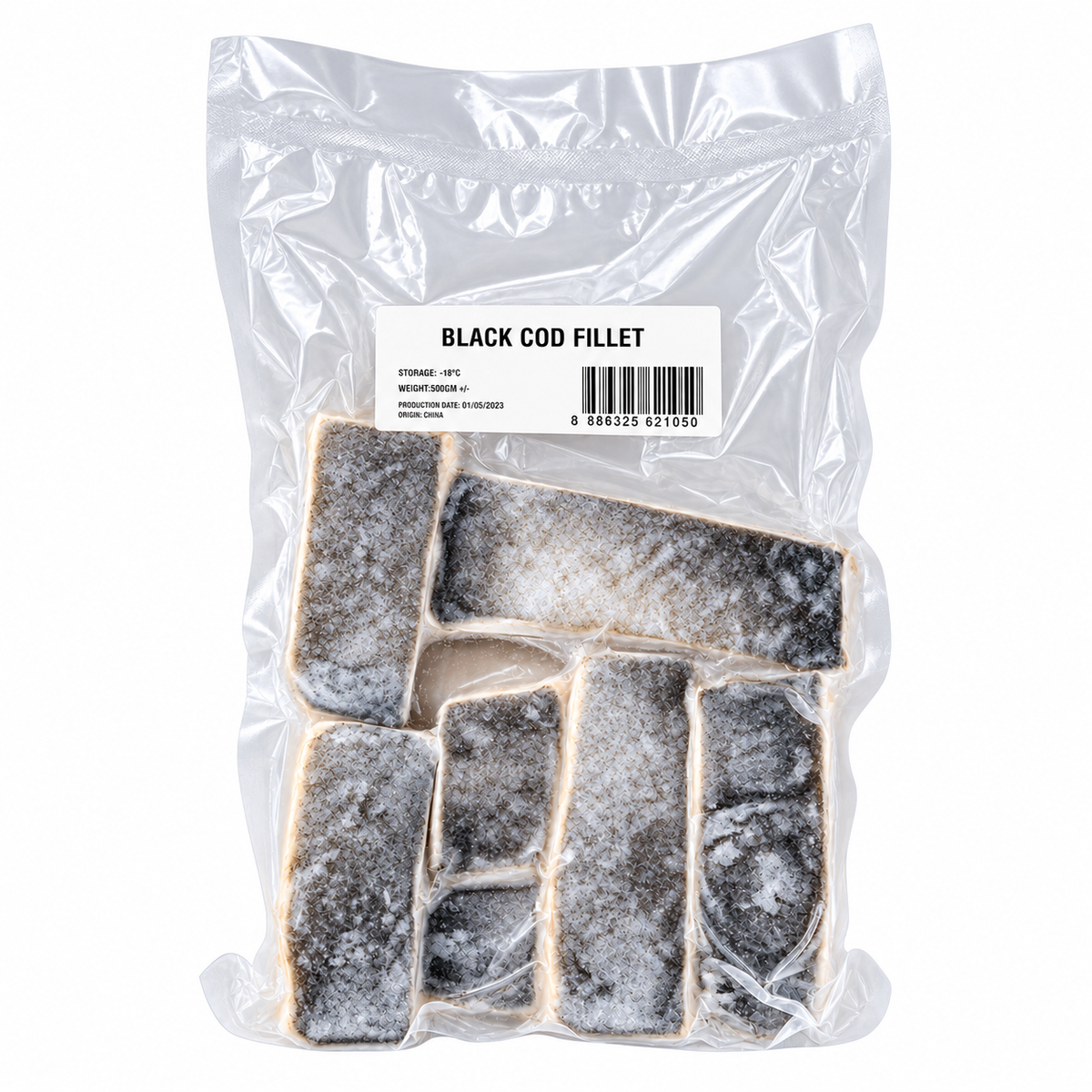 Frozen USA Black Cod Fish Fillet (500g ±) — product packaging
