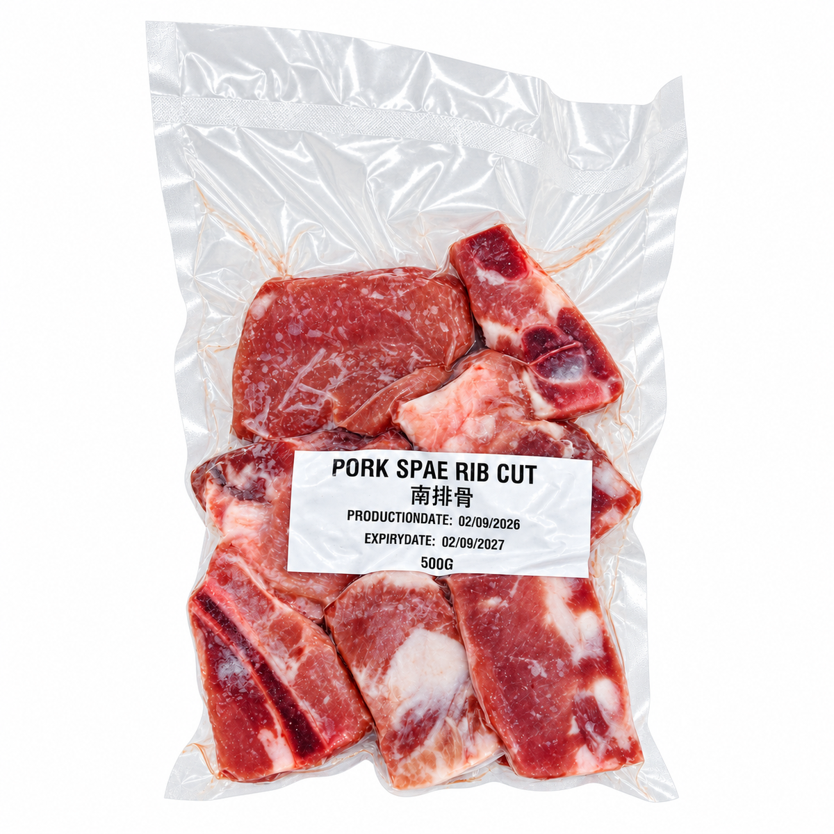 Frozen Pork Spare Rib (500g +/-) — product packaging on white
