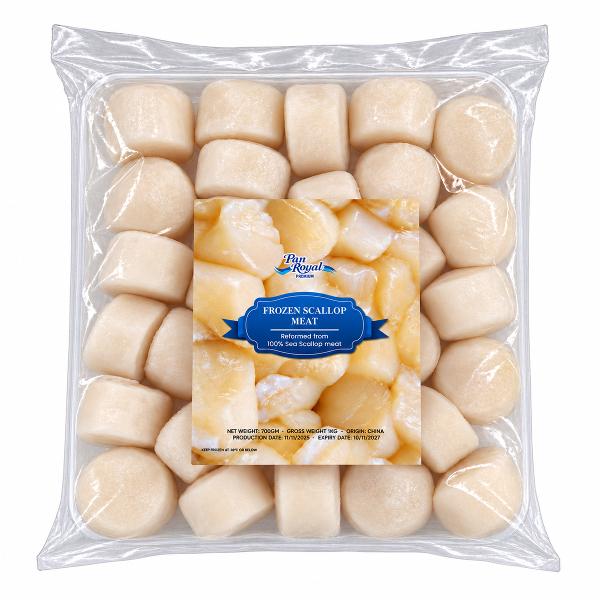 Frozen Sea Scallop Meat 1KG +/- — product packaging on white