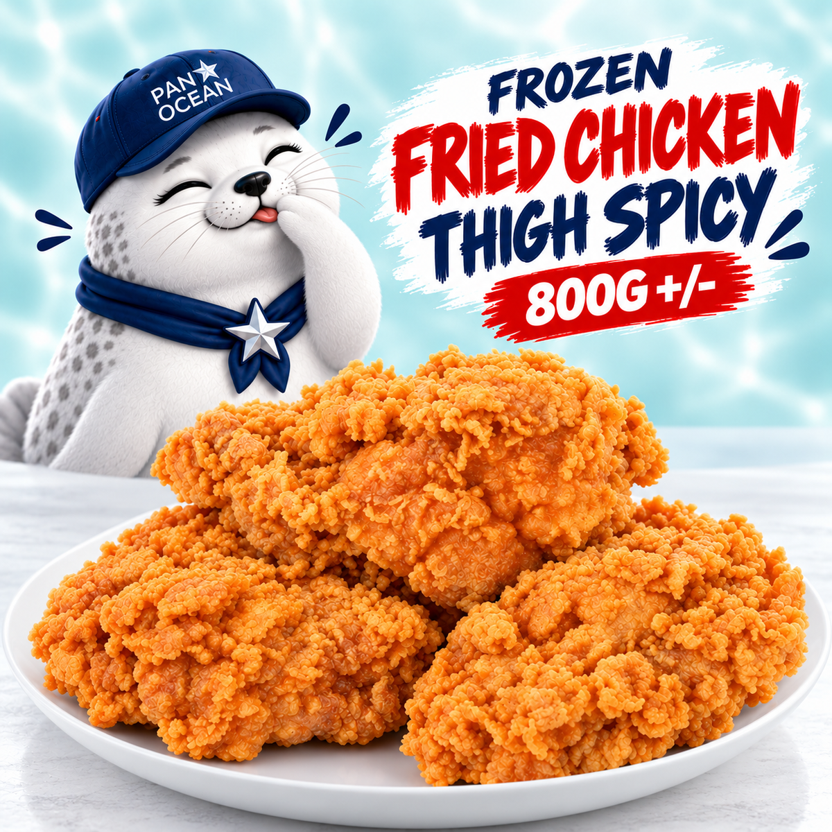 Frozen Fried Chicken Thigh Spicy (800g +/-) — Pano aqua product listing