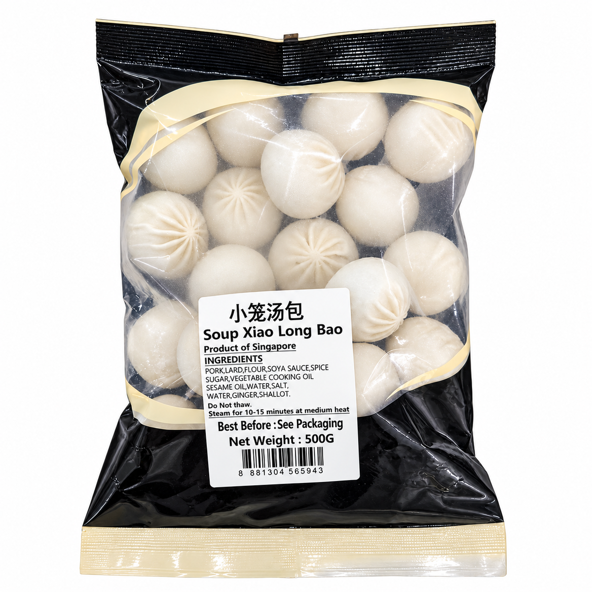 Frozen Xiao Long Bao 20 pcs +/- — product packaging on white