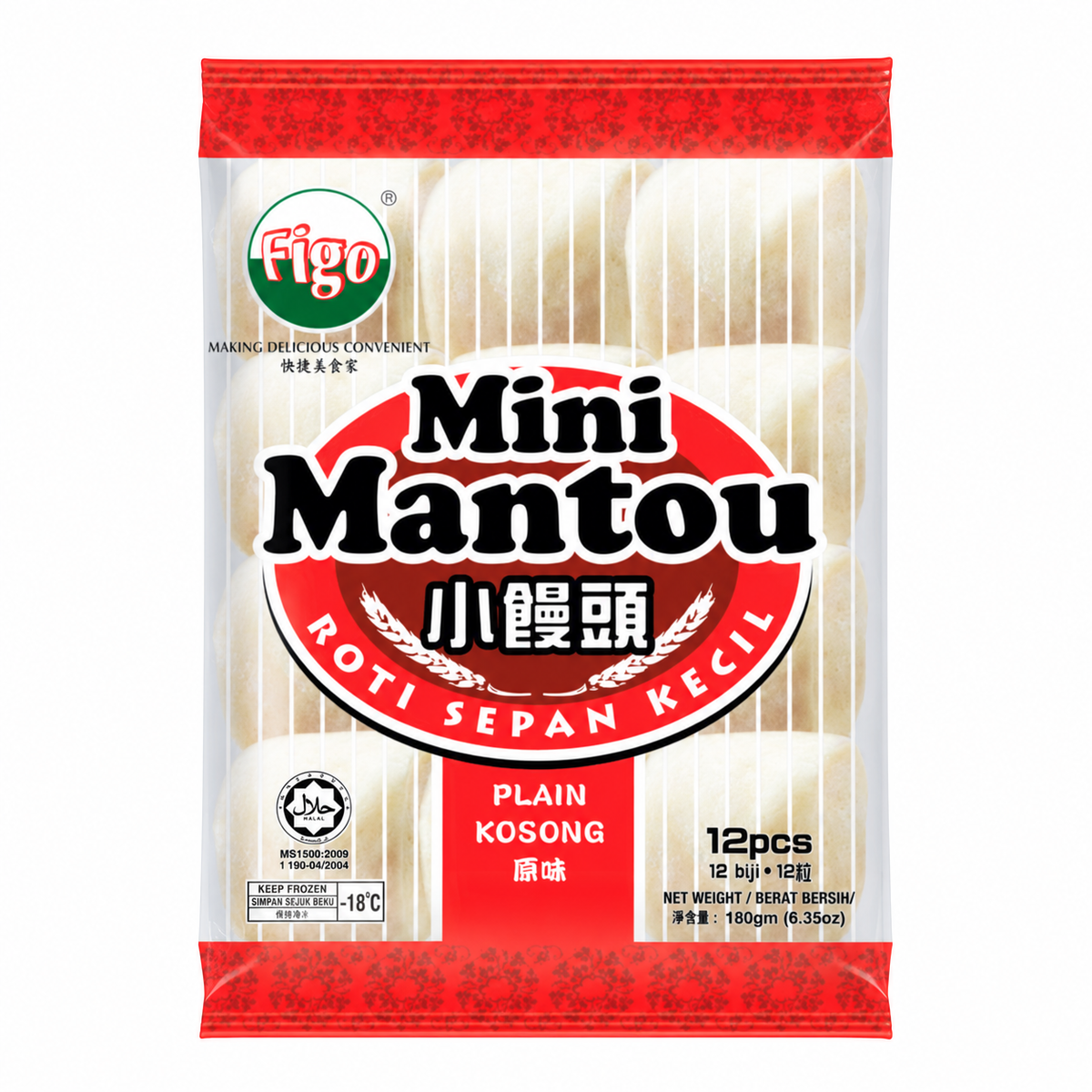 Frozen Mini Mantou Plain 12 pcs — product packaging on white