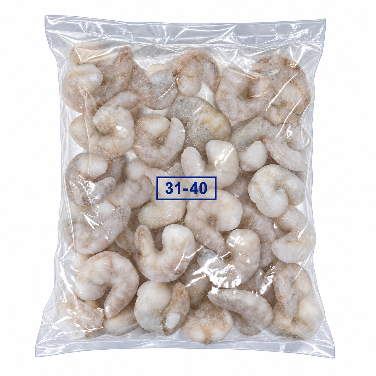Frozen Prawn Meat 31/40 (46 Pcs +/- Per KG) — product packaging on white