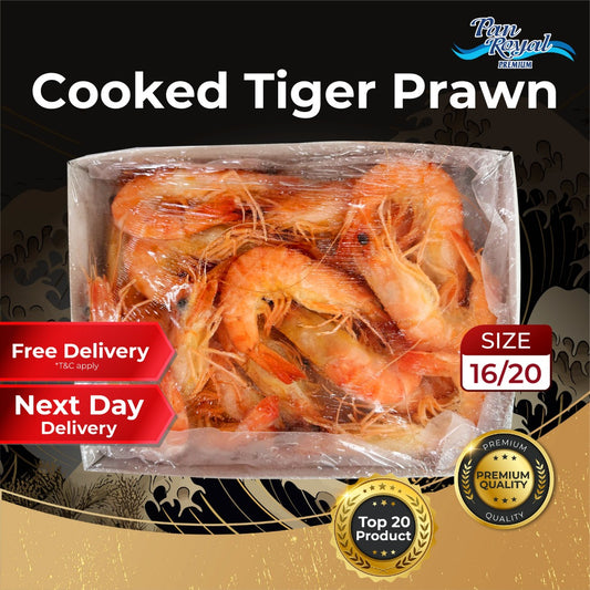 Frozen Cooked Black Tiger Prawn 16/20 1KG - Pan Ocean Singapore