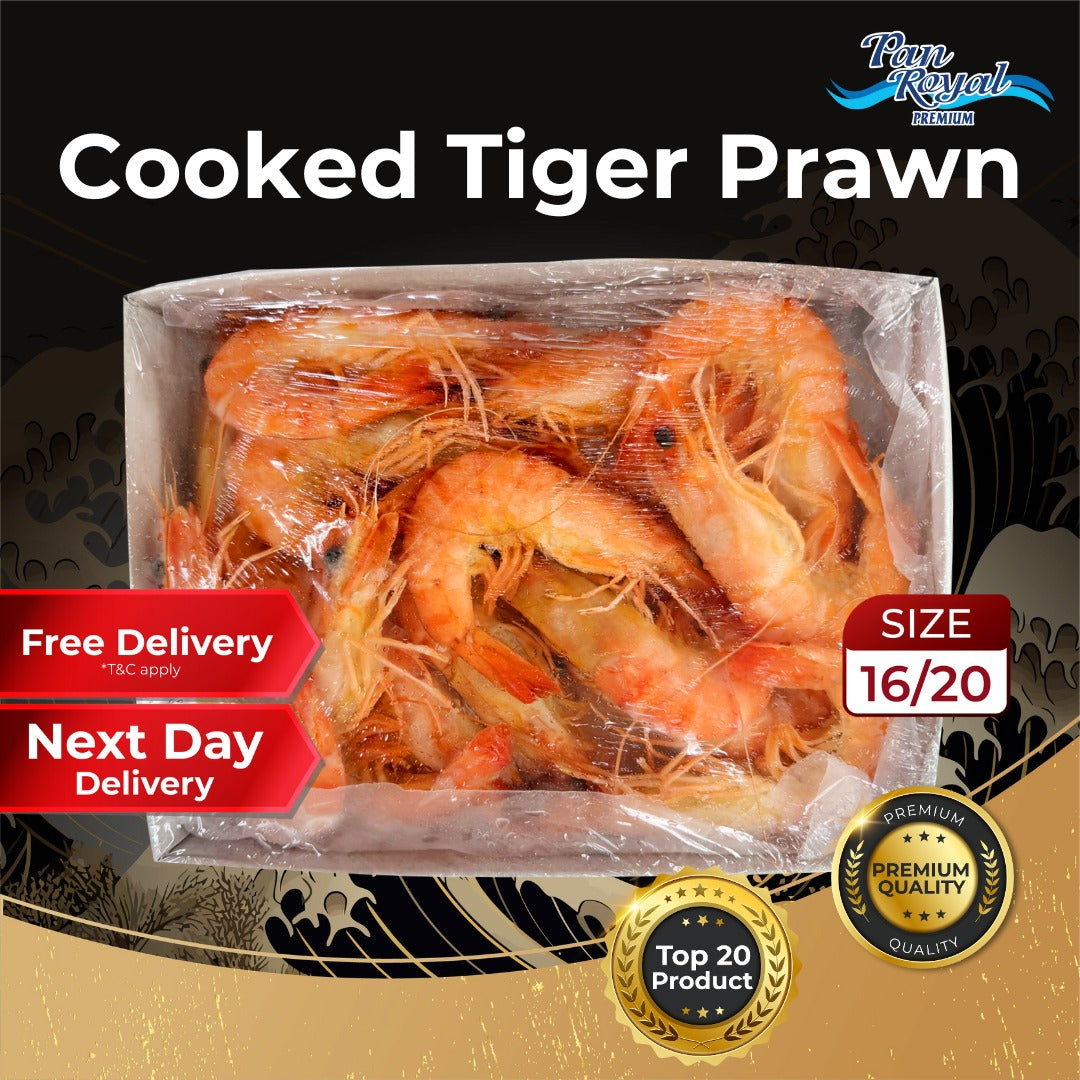 [PAN ROYAL] Frozen Cooked Black Tiger Prawn 16/20 1KG +/-