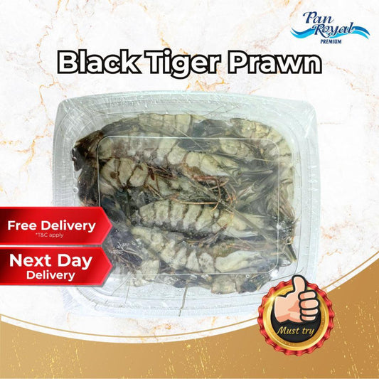 [PAN ROYAL] Frozen Black Tiger Prawn 26/30 (600g nett)-Pan Ocean Singapore - Sea Through Us