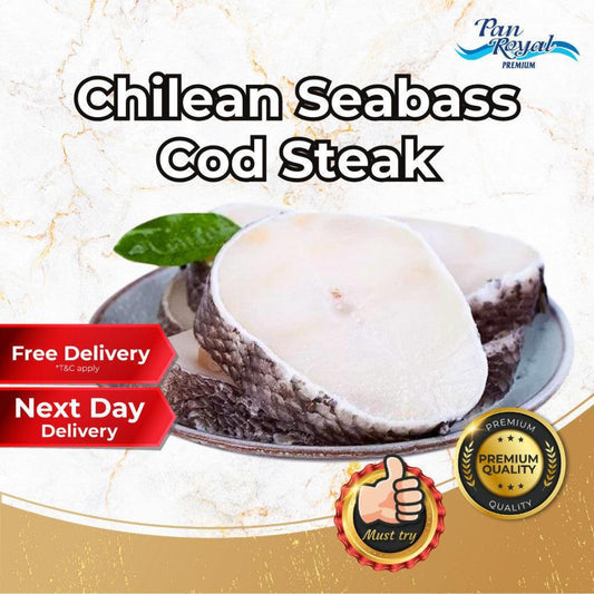 [PAN ROYAL] Frozen Chilean Seabass Cod Steak (200g - 250g +/-)-Pan Ocean Singapore - Sea Through Us