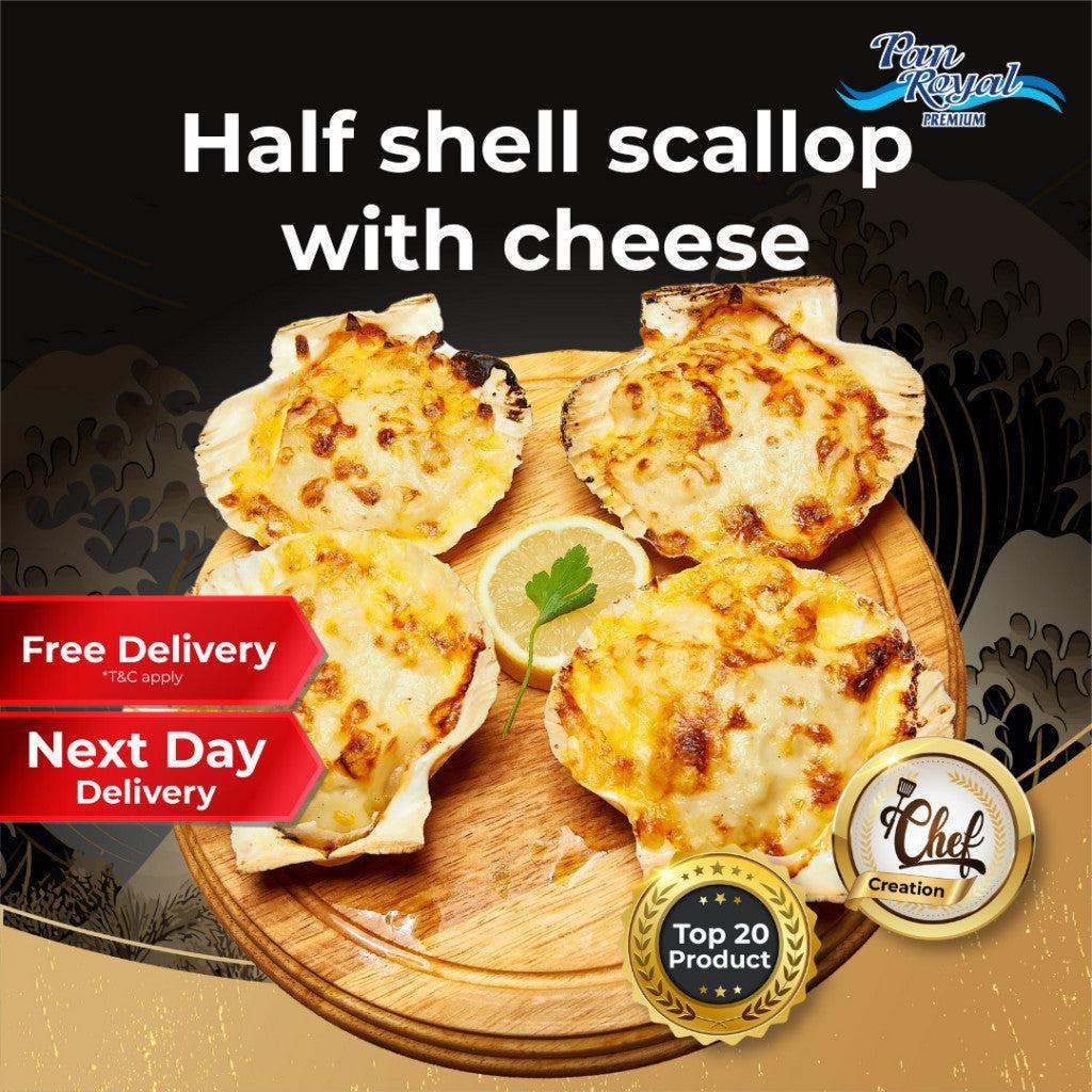 [PAN ROYAL] Frozen Half Shell Scallop with Cheese 6 pcs-Pan Ocean Singapore - Sea Through Us