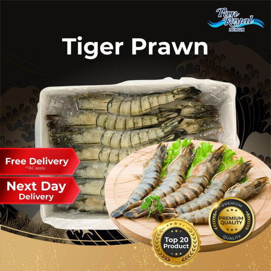 [PAN ROYAL] Frozen Tiger Prawn (1kg +/-)-Pan Ocean Singapore - Sea Through Us