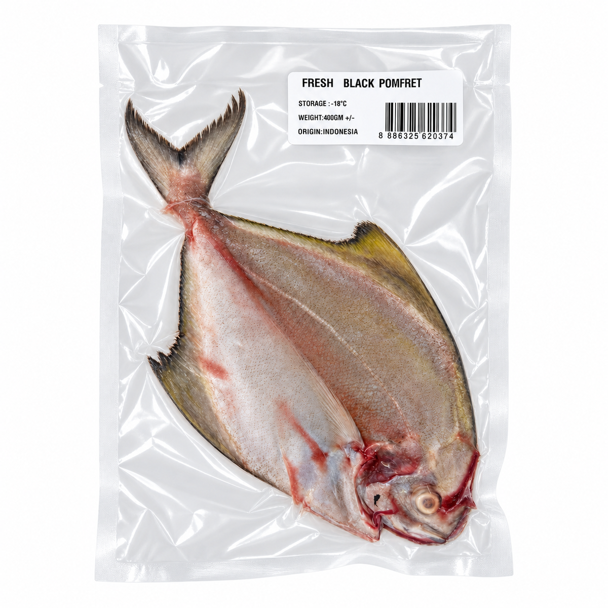 Fresh Black Pomfret (400 - 500g ±) — product packaging on white background