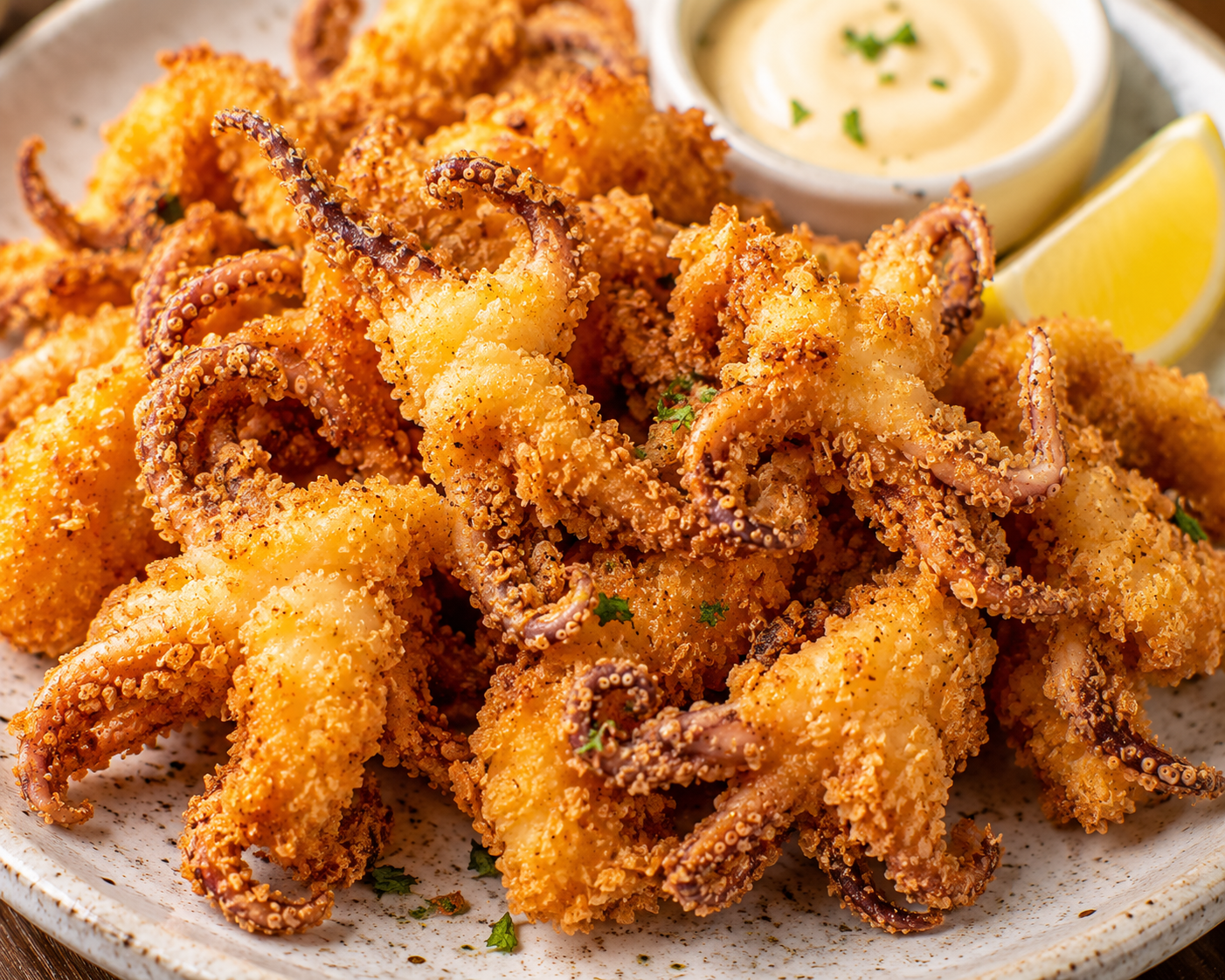 Crispy deep fried squid tentacles